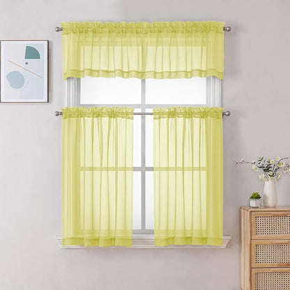 Chyhomenyc Sheer Curtains 36 inch Length 2 Panels Set, Light Filtering Voile - Image 2