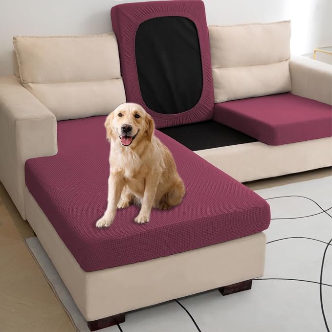 Water Repellent L Shaped Couch Covers 3 Pieces Sofa Seat Cushion Slipcovers - Image 2