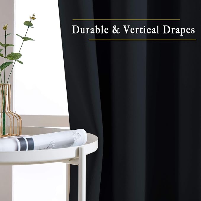 NICETOWN Black Out Sliding Door Curtains 2 Panels Set 118 inches Long, Grommet - Image 5