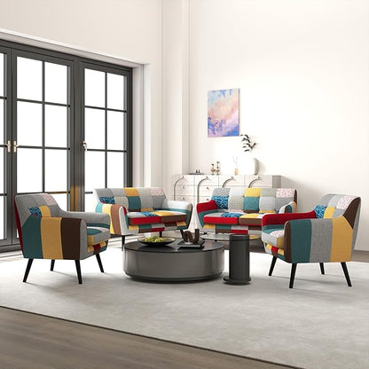 Bonzy Home Modern Colorful 3 Piece Coroful Fabric Sofa Set, Included 2 Accent by BonzyHome