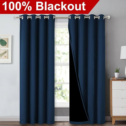 NICETOWN Moroccan Blue Full Shade Curtain Panels, Pair of Energy Smart & Noise - Image 2