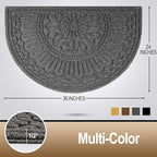 Mibao Door Mat Outdoor Indoor, 23.5" x 35.5", Half Round Door Mats, Non-Slip Front Door Mats Outdoor, Dirt Trapper Welcome Mats for Front Door, Back Door, Shoe Scraper, Grey