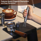 MEION Retractable WDT Espresso Distribution Tool Espresso Stirrer Tools, 0.35mm 6 Needles Coffee Distributor with Extra 6 Replaceable Needles, Espresso Machine Accessories for Barista (Silver, V2)