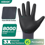Kebada Work Gloves for Men and Women, Foam Nitrile Coated Safety Gloves with Grip, Ideal for Warehouse Package Handling, Gardening, Mechanic and Construction, XS