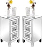 VINGLI 3-Drawer Mirrored Nightstand Bedside Table Modern Night Stands Set of 2 by VINGLI