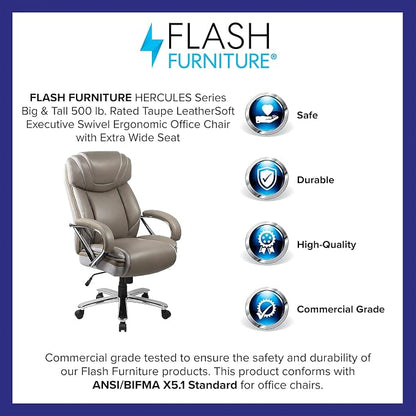 Flash Furniture HERCULES Series Big & Tall 500 lb. Rated Taupe LeatherSoft - Image 4
