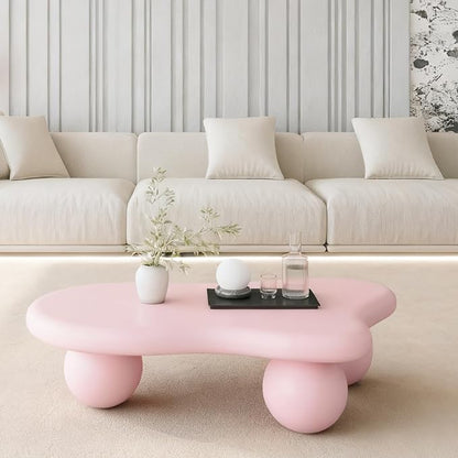 47.2" Cloud Coffee Table with 3 Ball Legs, Modern Irregular Center Table - Image 5