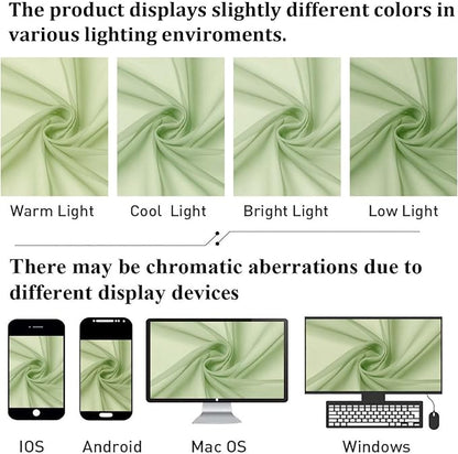 Light Green Sheer Curtains 84 Inches Long 2 Panels Set, Airy Voile Window - Image 4