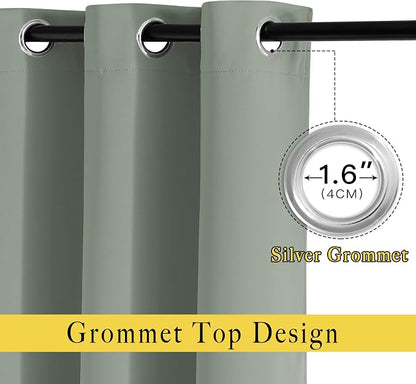 NICETOWN Room Darkening Sage Green Curtains 108 inch Length - Image 2