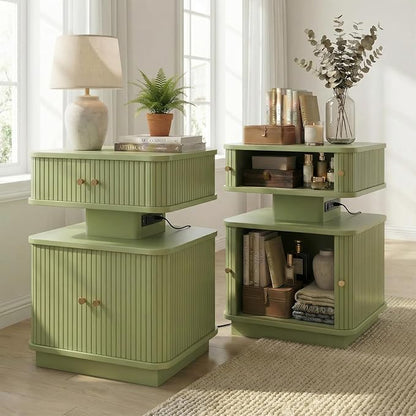 Nightstand with Charging Station, Modern Night Stand with Smart Led Light and 2 - Image 5