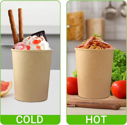 30 Sets 32 oz Paper Ice Cream Cups with Lids, Paper Food Containers With Vented Lids, To Go Hot Soup Bowls For Restaurants, Take Outs, or To-Go Lunch, Kraft
