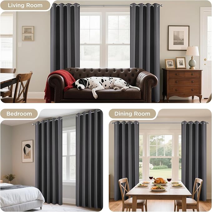 Joydeco Grey Blackout Curtains for Bedroom - Image 6