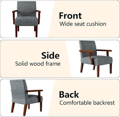 2PCS Accent Chairs with Table Set, Fabric Upholstered Modern Accent Armchair - Image 3