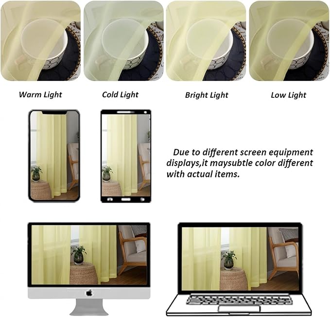 Chyhomenyc Sheer Curtains 54 Inch Long 2 Panels Set - Image 4