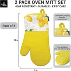 Delaney Silicone Oven Mitts Set - Extra Long, Heat Resistant Kitchen Gloves, Non-Slip Holders for BBQ, Baking, Cooking Essentials, Yellow Citrus, Kitchen Decor, Oven Gloves, New Home Gifts