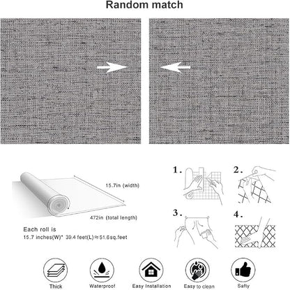 Grey Grasscloth Peel and Stick Wallpaper Gray Contact Paper 472inch Waterproof - Image 4