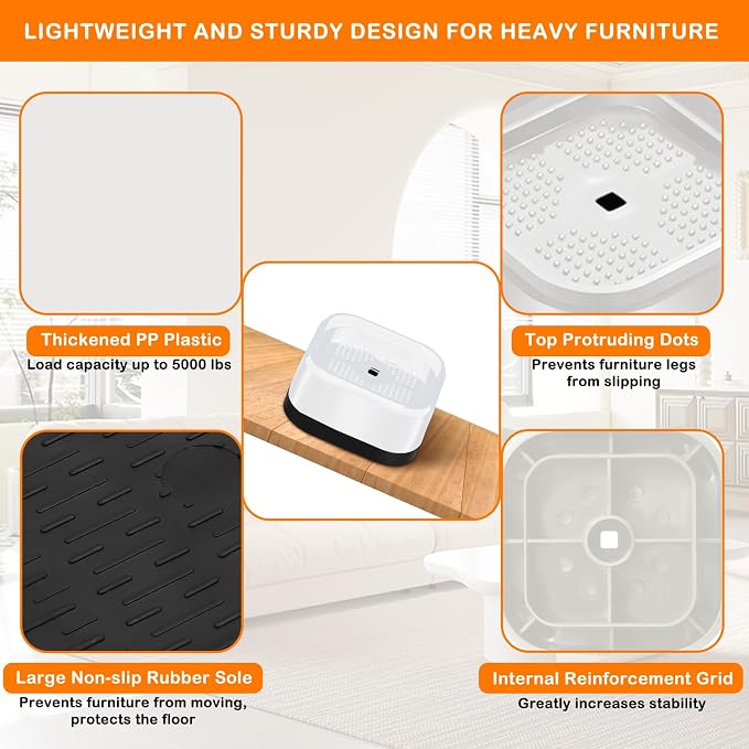 shouwuhho 8 Pack Furniture Risers Adjustable Bed Risers Heavy Duty Lifts Height - Image 5