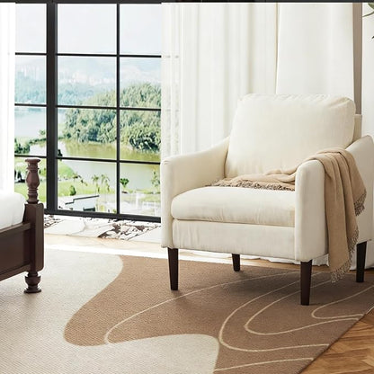 2PCS Mid Century Modern Accent Chair, Chenille Fabric Armchair - Image 5