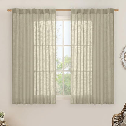Semi Sheer Linen Curtains 45 Inches Long by LAMIT