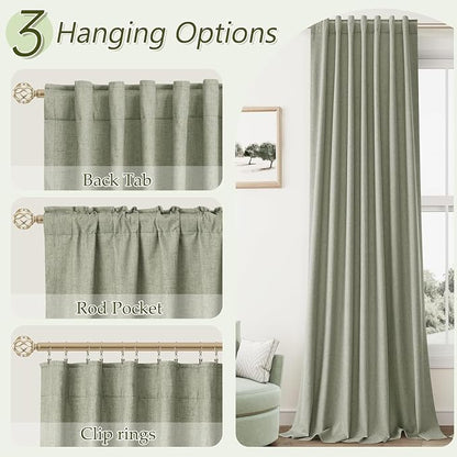 Sage Green 100% Blackout Curtains 132 Inch Length 2 Panels Set - Image 6