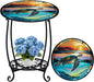 Cinnvoice Outdoor Side Table Round Small Mosaic Patio Accent Indoor End Plant by Cinnvoice