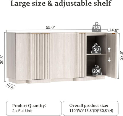 Brafab Buffet Cabinet, Wood Fluted Credenza - Image 2