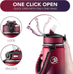 GOSWAG Insulated Sports Water Bottle, 24oz 2 Lids(with Straw/No Straw), Stainless Steel Water Bottles with Paracord Handle, Insulated Bottle with Double-Wall Vacuum Insulation