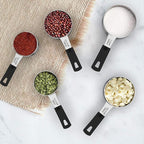 Measuring Cups & Spoons Set of 18 - Wildone Stainless Steel Nesting Measuring Cups 8 Piece and 9 Measuring Spoons, 1 Leveler, Ideal for Dry and Liquid Ingredients (Black)