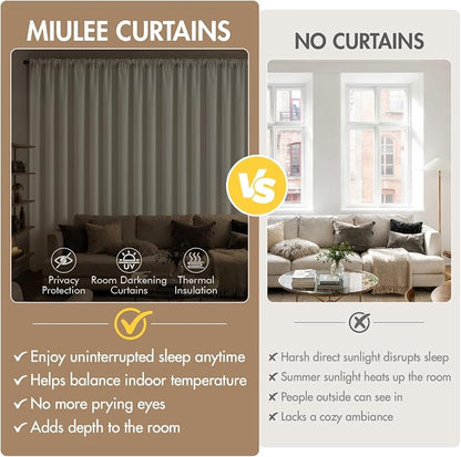 MIULEE Beige White Blackout Curtains 4 Panels Set 72 Inch Length Bedroom | - Image 7