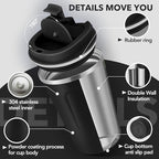 Volhoply 12 oz Double Wall Insulated Vacuum Travel Coffee Mugs with Flip Lid Bulk 2 Pack,Reusable Stainless Steel Leak Proof Coffee Cup,Portable Thermal Tumbler for Cold & Hot Drinks(Assorted,2 Set)