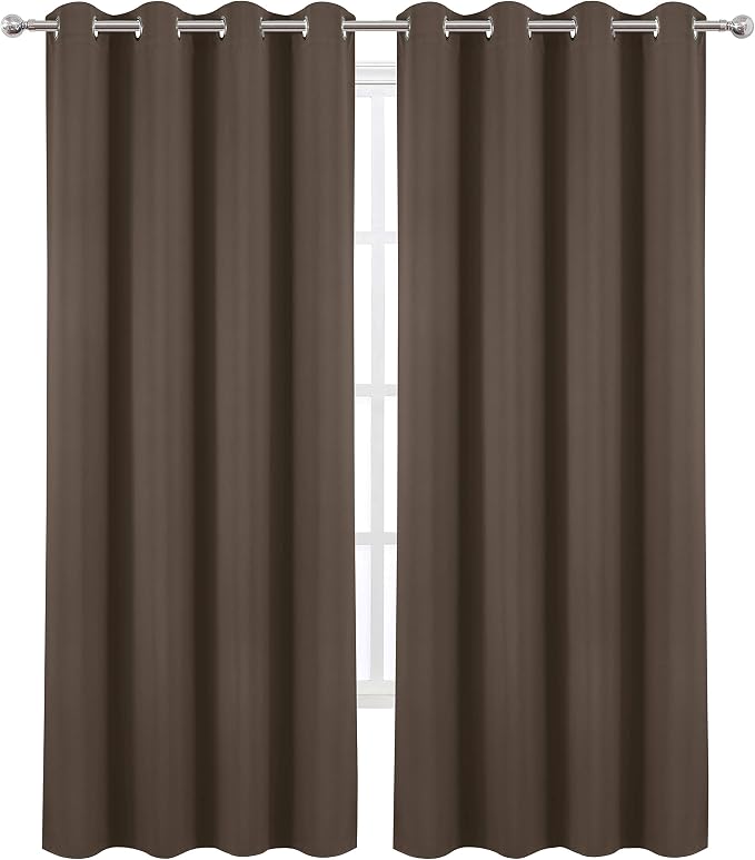 Chocolate Brown Thermal Blackout Curtains/52 x 108 Inch/Set of 2 Panels Room - Image 2