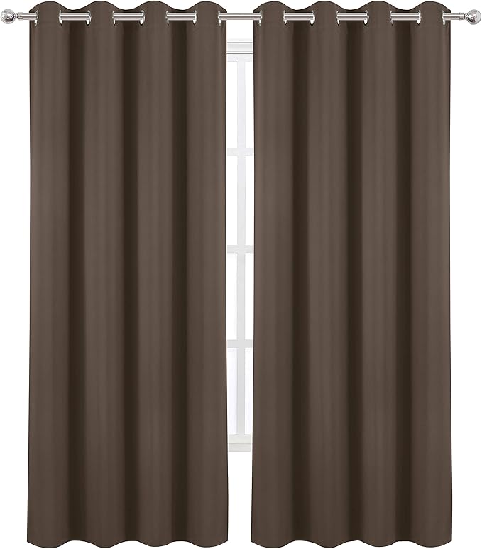 Chocolate Brown Thermal Blackout Curtains/52 x 84 Inch/Set of 2 Panels Room - Image 2