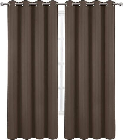 Chocolate Brown Thermal Blackout Curtains/52 x 84 Inch/Set of 2 Panels Room - Image 2