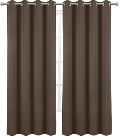 Chocolate Brown Thermal Blackout Curtains/52 x 95 Inch/Set of 2 Panels Room - Image 2