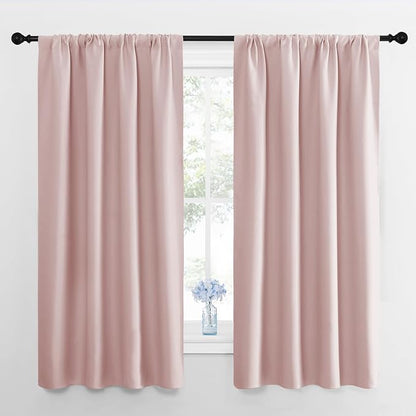 NICETOWN Blackout Curtains for Living Room, Blush Pink, 2 Panels, 42 by 63 by NICETOWN