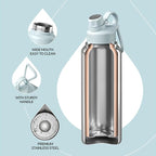 IDEUS Insulated Stainless Steel Water Bottle with 2 Leak-Proof Lids, Thermal Water Flask for Hiking Biking, 40oz, Light Blue