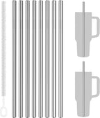 Tomorotec 8-Pack Stainless Steel Straws Fit for 40oz Stanley Tumblers, 12" Metal Straws for Stanley Cup with 1 Brush, Reusable Drinking Straws for Smoothies, Milkshakes, Dishwasher Safe & BPA-Free