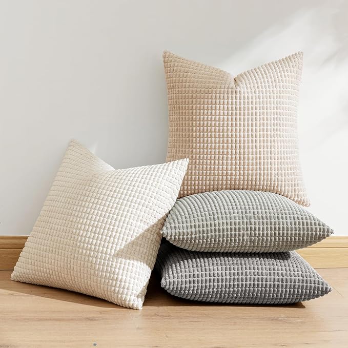 MIULEE Boho Farmhouse Decorative Pillow Covers 20x20 Inch Set of 4 Rustic - Image 5