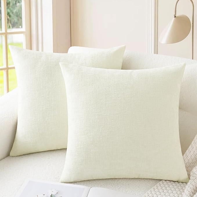CaliTime Decorative Couch Throw Pillow Covers 18 X 18 Inches Cream | Pack of 2 by CaliTime
