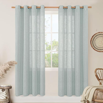 80 Inch Semi Sheer Linen Curtains by LAMIT