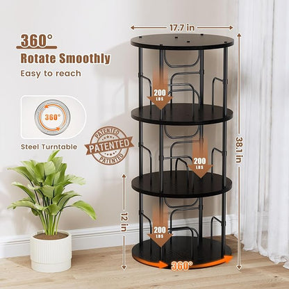 ALLSTAND Rotating Bookshelf, 3 Tier Round Revolving Bookcase - Image 2