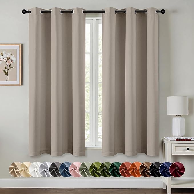 MIULEE Blackout Curtains for Bedroom 2 Panels 40 x 45 Inch Long Stone | Thermal by MIULEE