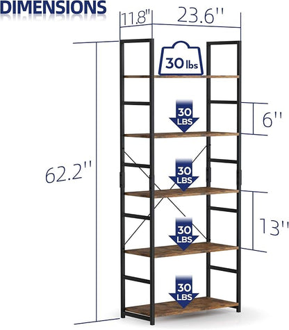 NUMENN 5 Tier Bookshelf, Modern Book Shelf - Image 3