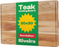 Riveira Teak Wood Cutting Board – Gourmet Teak Grandeur: 20 x 30 Wooden Cutting Board – Natural Wooden Cutting Boards For Kitchen Decorative – Innovative Juice Grooves Teak Wooden Chopping Board