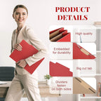 12 Pcs Classification Folders Letter Size, Back to School Supply for Teacher, Student, 2 Pocket Dividers Pressboard File Folder Bulk with 2 Fasteners, 2 in Expanding File Organizer (Red)