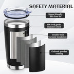 20oz Tumbler Bulk with Lid and Straw, Stainless Steel Double Wall Vacuum Insulated Travel Mug, Powder Coated Coffee Cups for Hot and Cold Drinks,Funny Gifts for Women Men(Black,1)