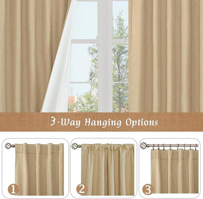Natural Linen 100% Blackout Window Curtains - Image 9