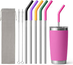 Metal Straws for 20 oz YETI Tumbler Mug, 8.5" Reusable Stainless Steel Drinkin Straws with Silicone Tip for CIVAGO, ALBOR, BJPKPK 20 oz Tumbler