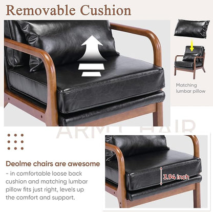 Deolme Mid Century Modern Accent Chair Living Room- Comfy Solid Wood Arm Chair - Image 7