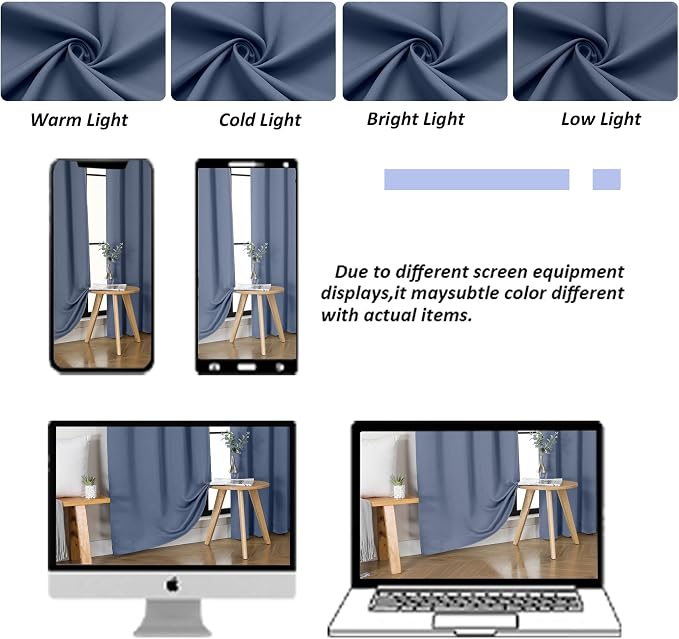 Simplebrand Ava Denim Blue Short Blackout Curtains - Image 9